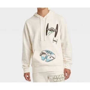 Men's Disney 100 Star Wars Graphic Embroidered Pullover Sweatshirt Beige Large